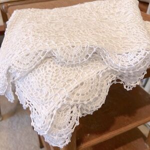 Vintage crocheted pillow covers measuring 25 x 19 cotton